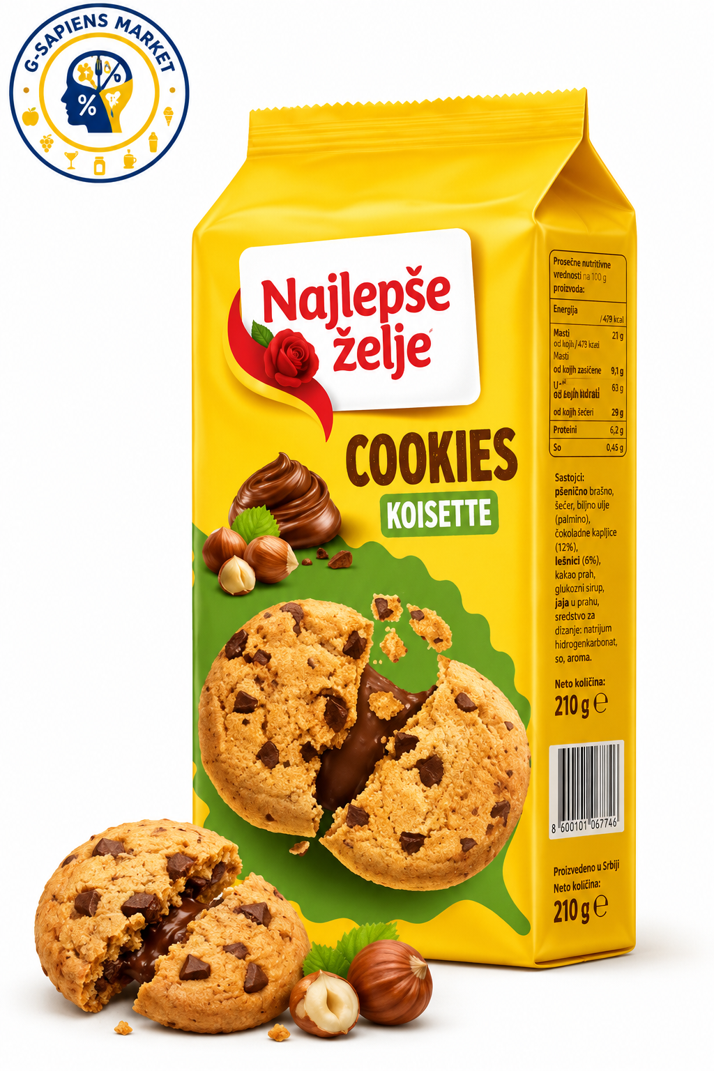 Keks Cookies Noisette Najlepše Želje 145g