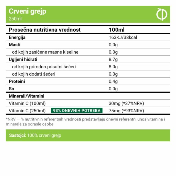 100% Crveni grejp 250ml - Slika 2
