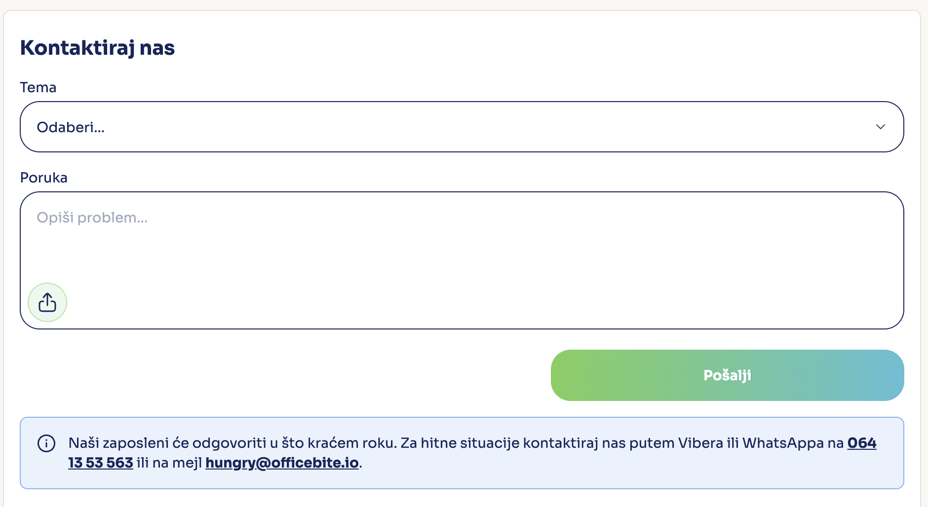 Office Bite — korisnička podrška